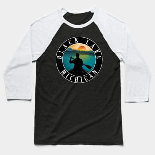 Black Lake Canoeing Michigan Sunset Baseball T-Shirt
